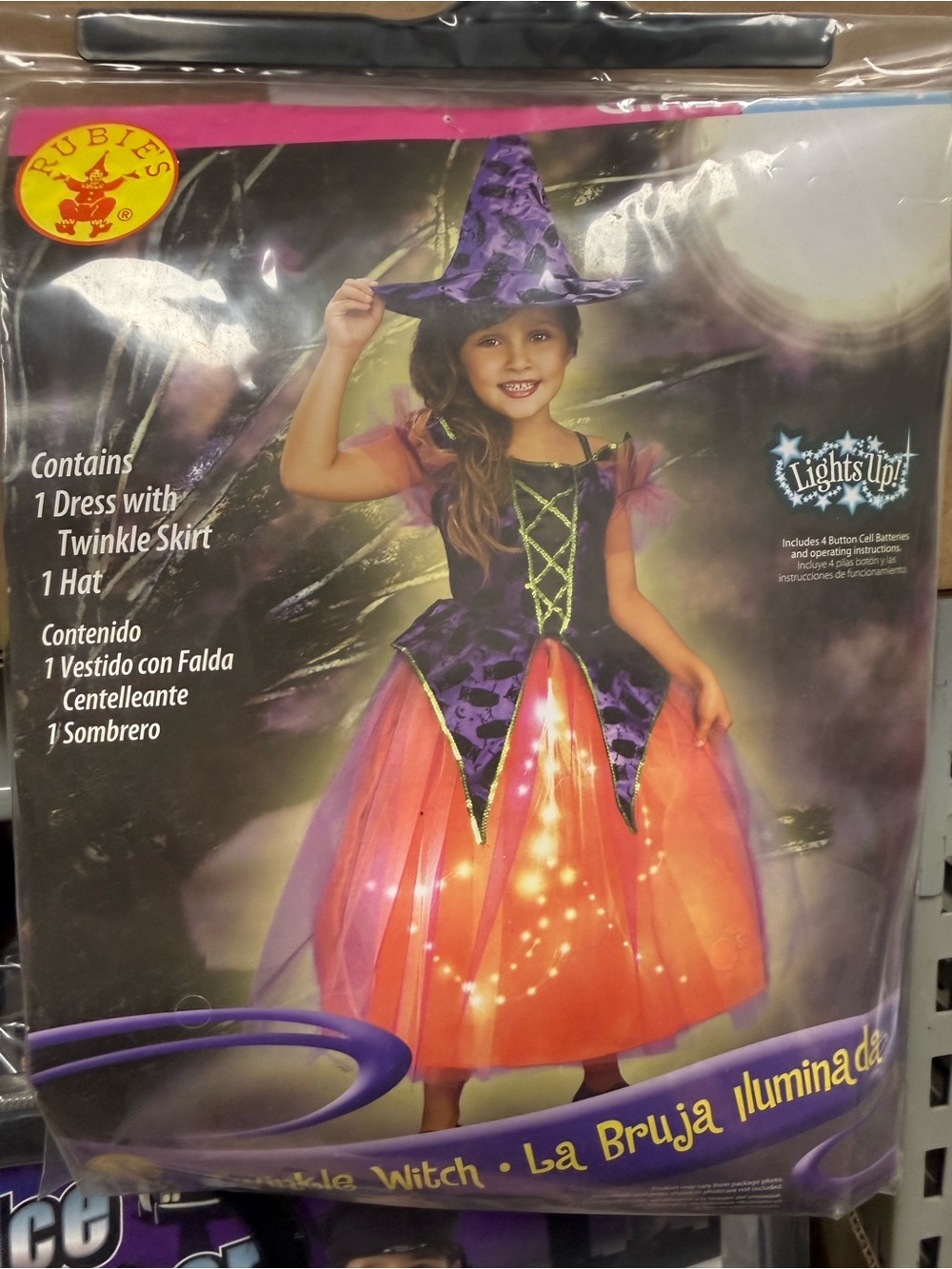 Rubie's Purple and Orange Light-Up Witch Dress with Hat